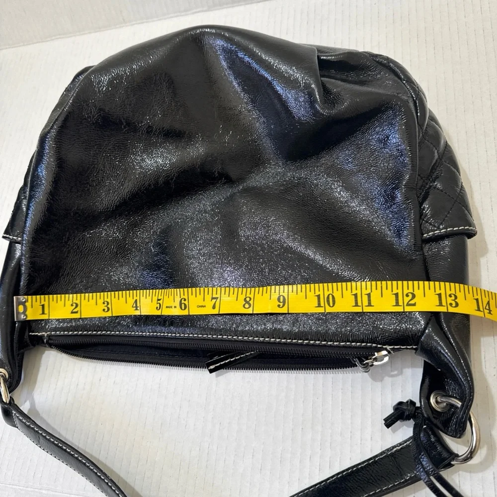 TALBOTS Genuine Leather Black Hobo Shoulder Bag Excellent Condition Medium Size